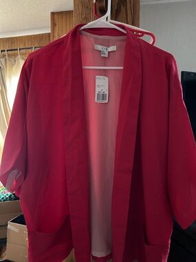 Forever 21 Bright Red Open-Front Kimono